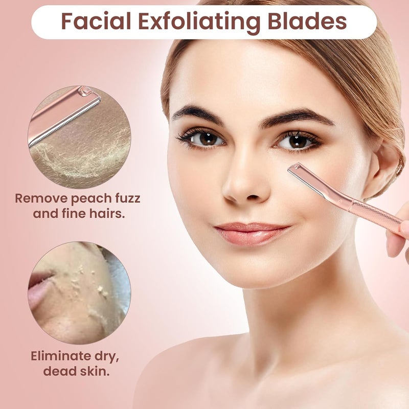 AIBRIT Dermaplaning Tool for Face, Dermaplane Razor for Peach Fuzz with Metal Grip, Professional Eyebrow Razor for Women, Facial Razor for Women Silver (12 Replaceable Blades) - Image 5